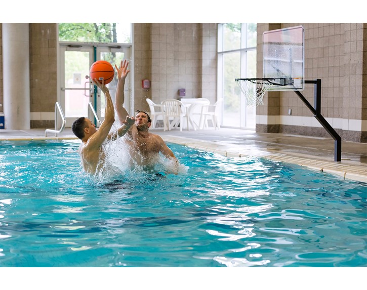 RockSolid Pool Basketball Hoop Extended Reach in Action Thumbnail for RockSolid Pool Basketball Hoop Extended Reach in Action