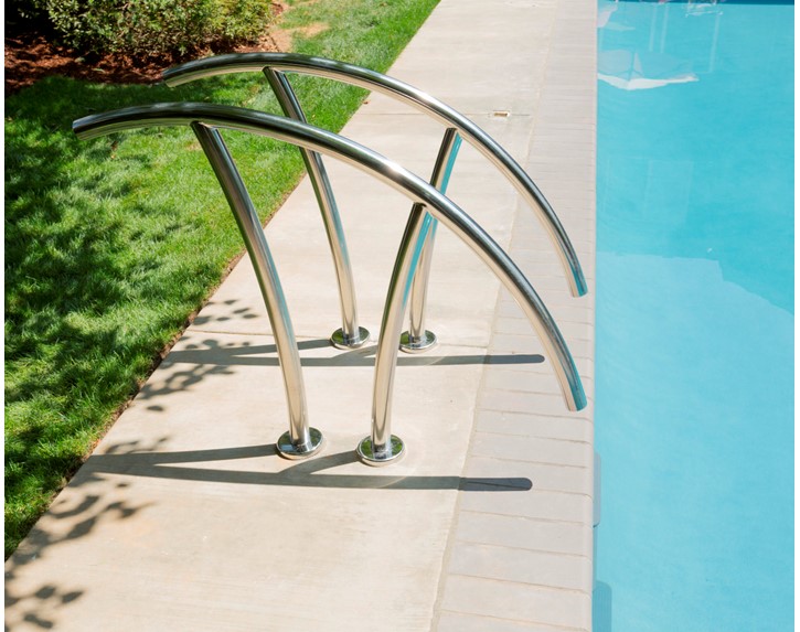 A designer Artisan Rail from S.R.Smith Thumbnail for Beautiful Artisan Pool Rails installed on a swimming pool.