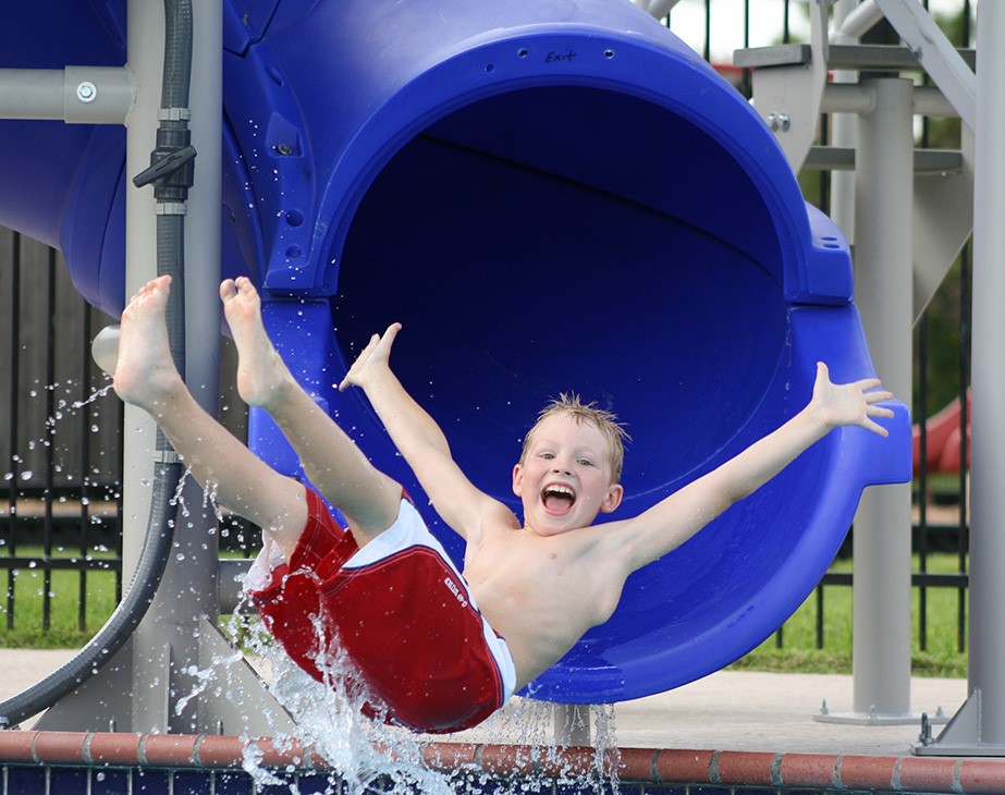 Vortex Pool Slide In Blue with Boy Thumbnail for Vortex Pool Slide In Blue with Boy