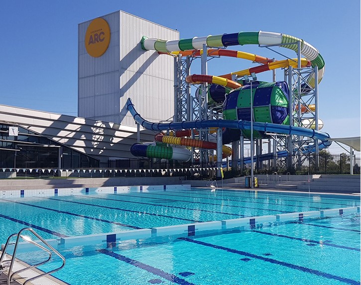 Swimwall Pool Divider in Water Park Thumbnail for Swimwall Pool Divider in Water Park